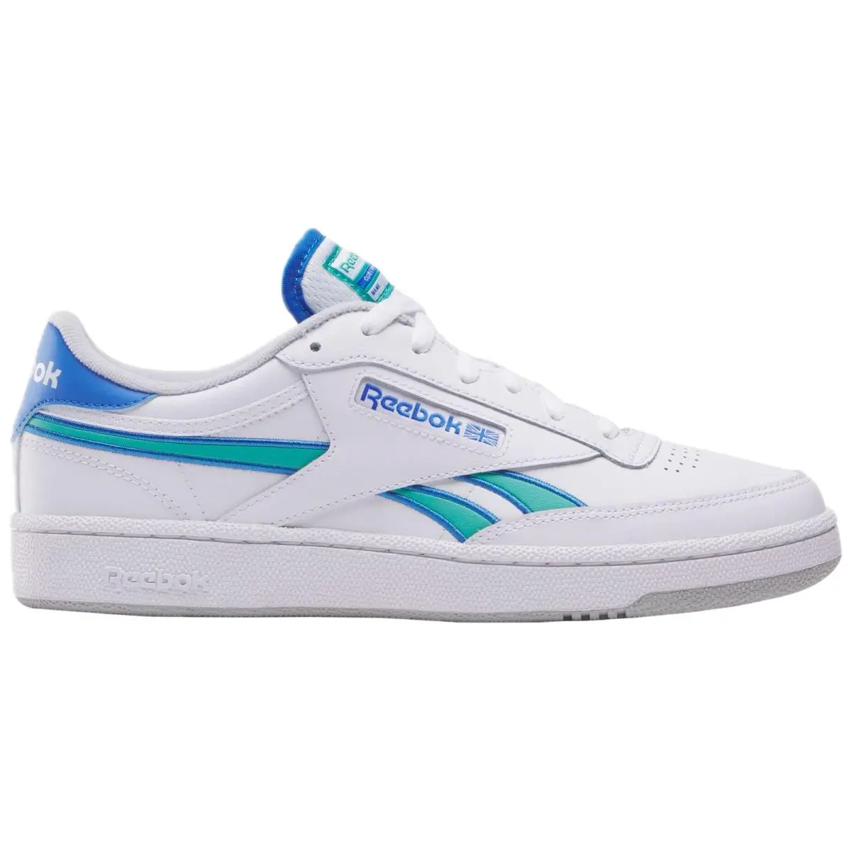 Reebok Unisex Club C Revenge Sneaker White/kinetic Blue/unleashed Green 11.5