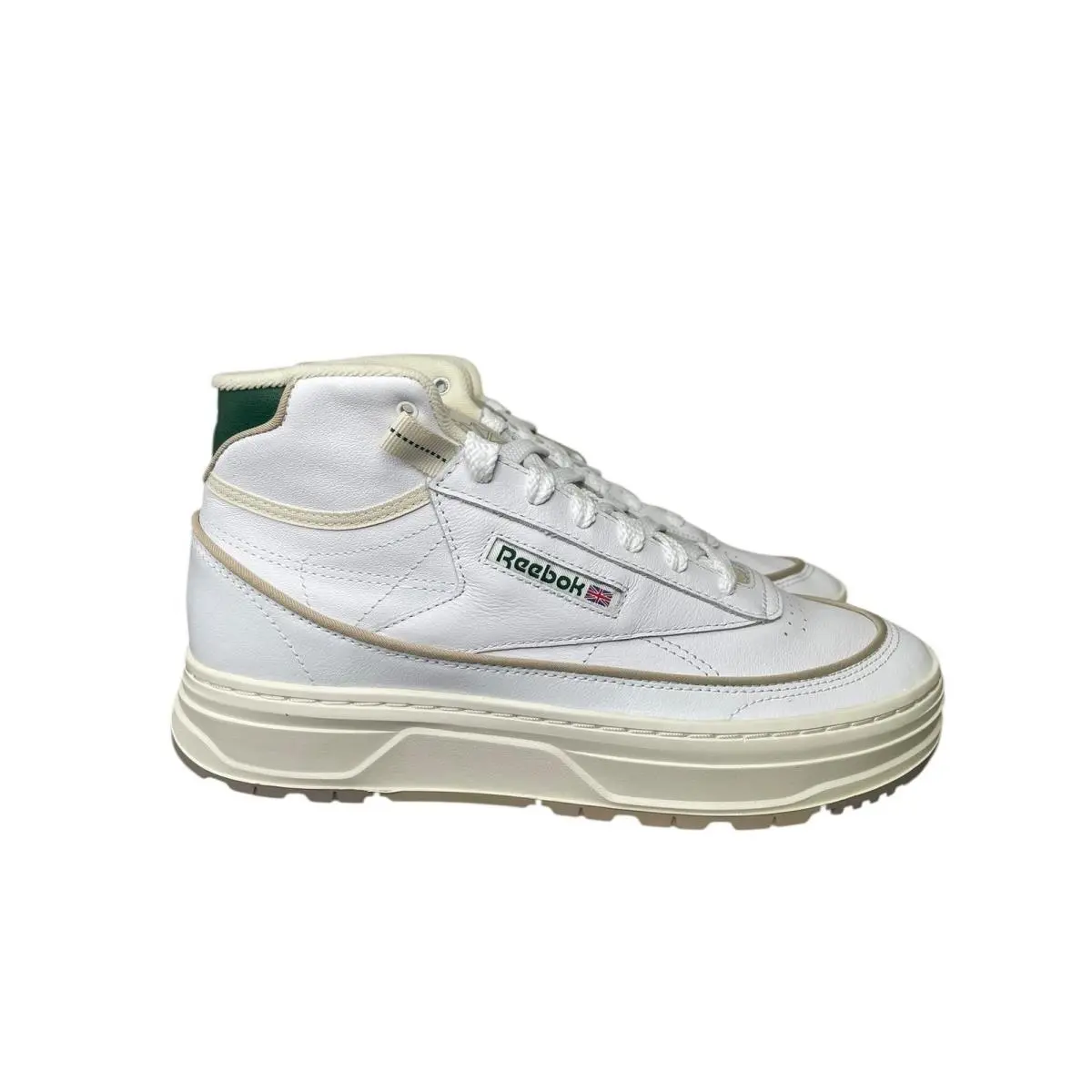 Reebok Women Sneaker Tennis Club C Geo Mid 100048012 White Green Size 10.5 M