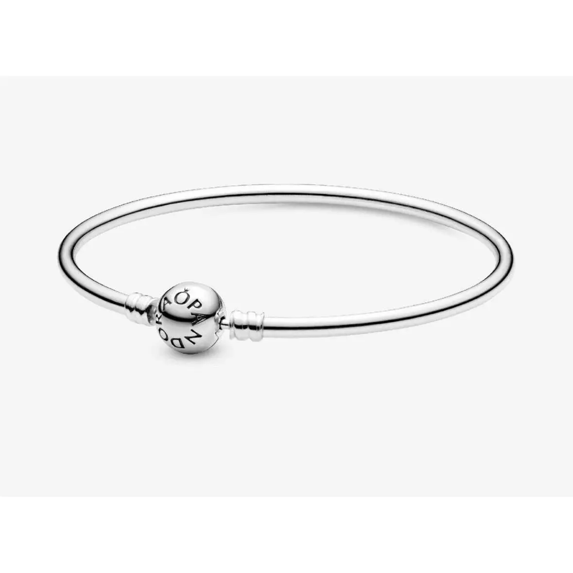Pandora Moments Bangle Embossed Ball Clasp - Sterling Silver - 590713 6.7