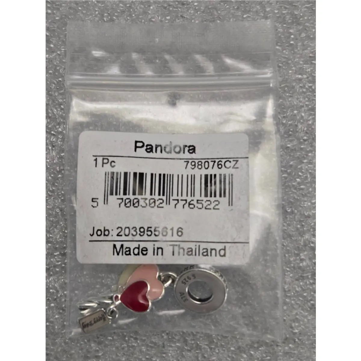 Pandora 798076CZ Heart Balloons Cubic Zirconia Enamel Sterling Sil.dangle Charm