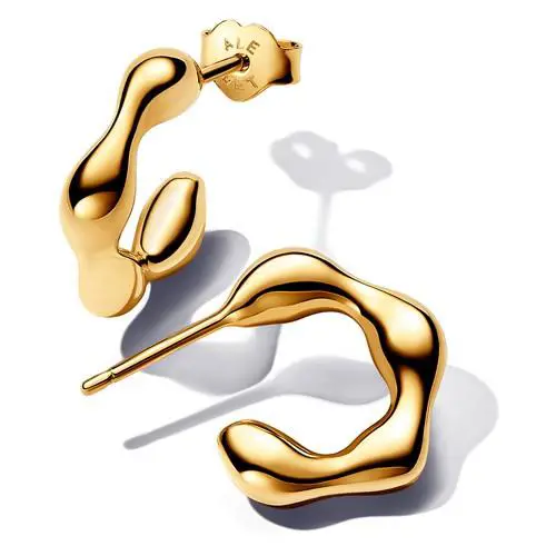 Pandora Organically Shaped Open Hoop Earrings 14k Gold Plating 263269C00
