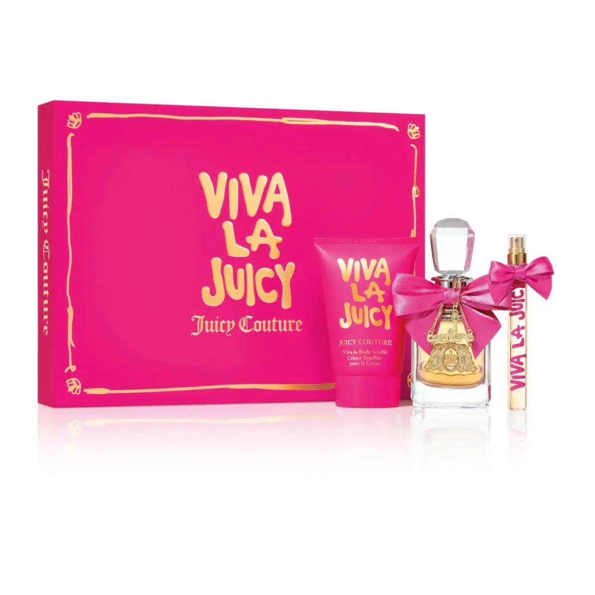 Juicy Couture Viva La Juicy 3Pc Set 1.7 oz Edp Spray 0.33 oz Mini 4.2 oz Souffle