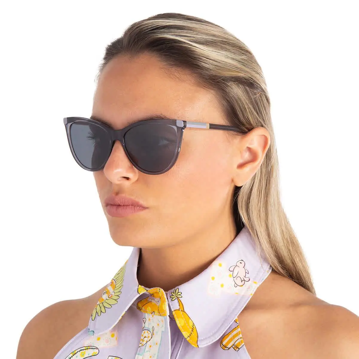 Carolina Herrera Grey Cat Eye Ladies Sunglasses Her 0141/S 0ZLP/IR 58 - Multi, Frame: Multi, Lens: Grey