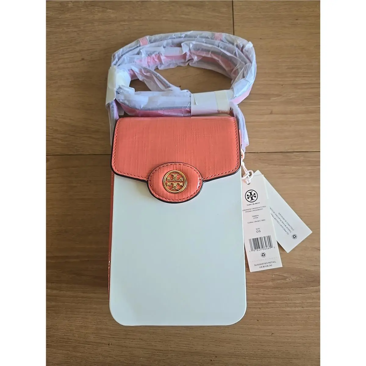 Tory Burch Robinson Crosshatch Phone Crossbody – Coral Crush
