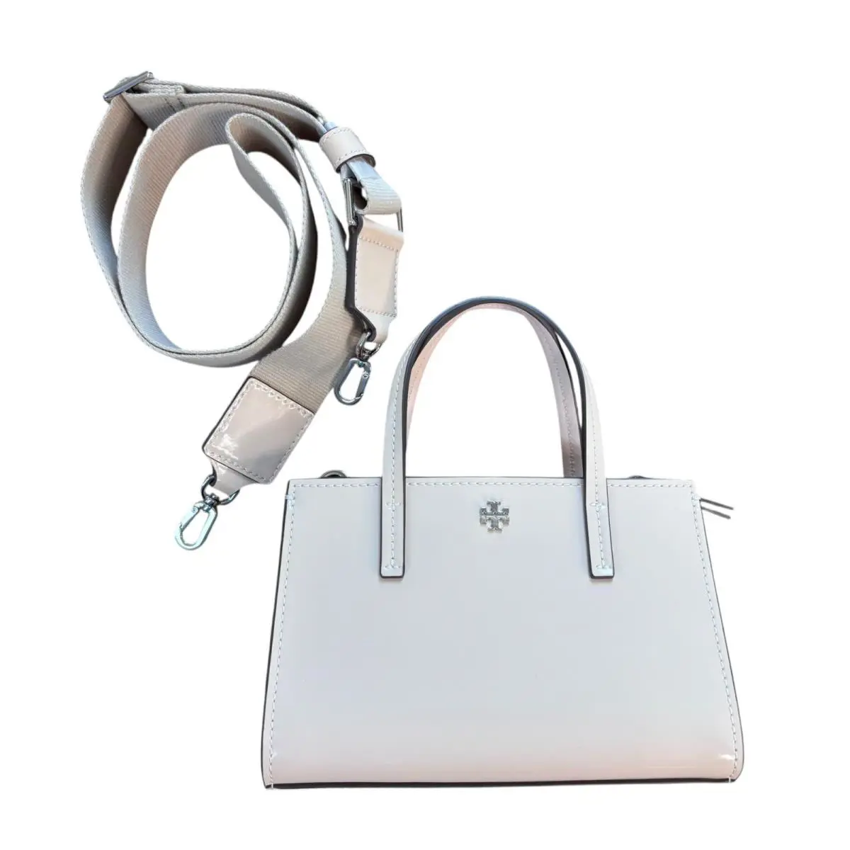 Tory Burch Blake Patent Mini Tote Soft Pink 7.75 x4.5 w Detachable Strape