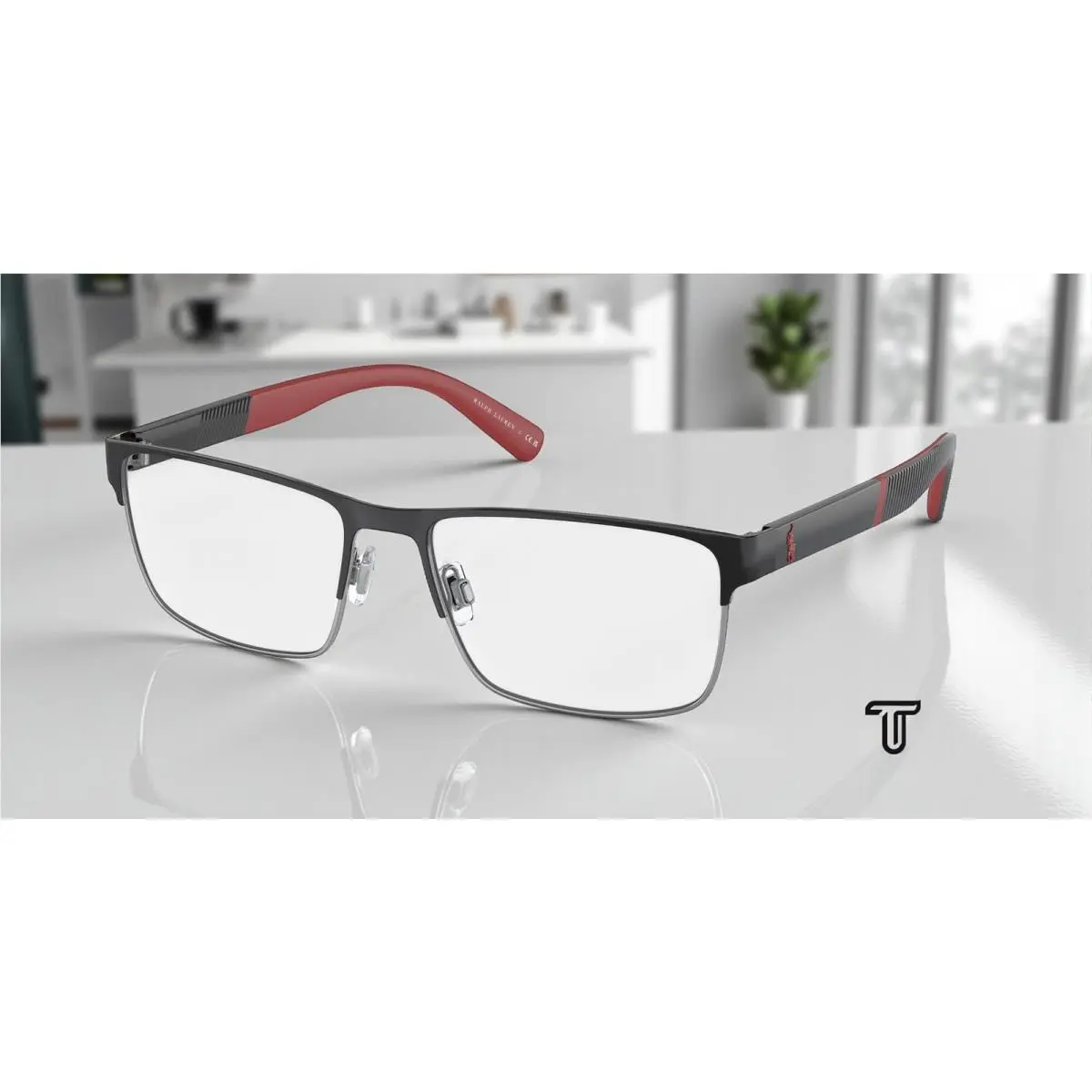 Ralph Lauren Polo PH1215 9003 Shiny Black Gunmetal Demo Lens 54 mm Men`s Eyeglasses