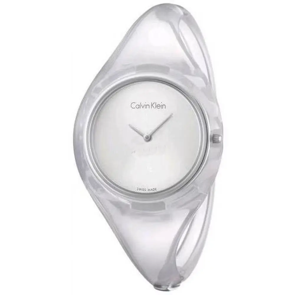 Calvin Klein Pure Swiss Made Clear Minimalist Bangle Style Womens Watch K4W2SXK6