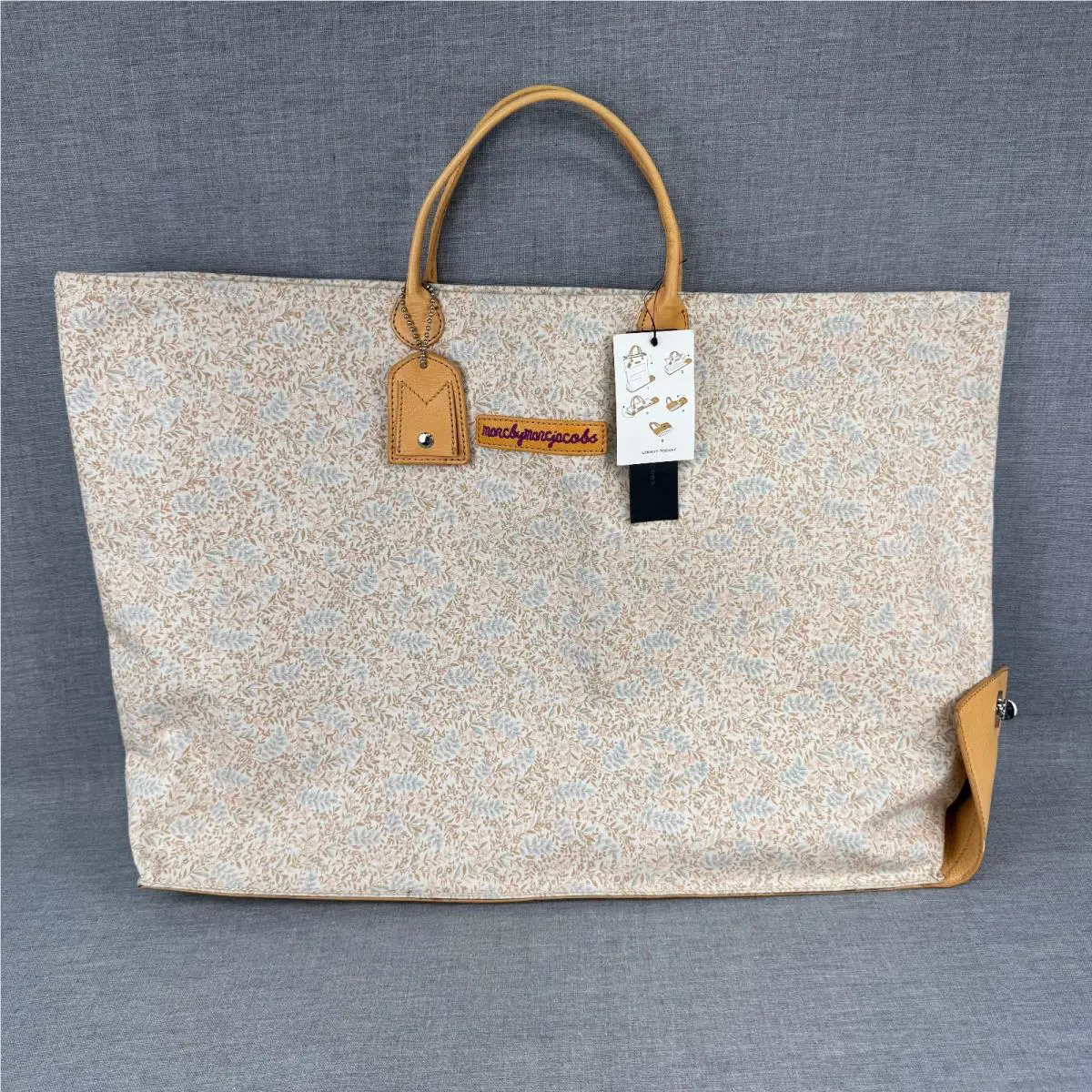 Marc by Marc Jacobs Lock It Pocket Tote Whitecap Grey Multi Canvas Leather