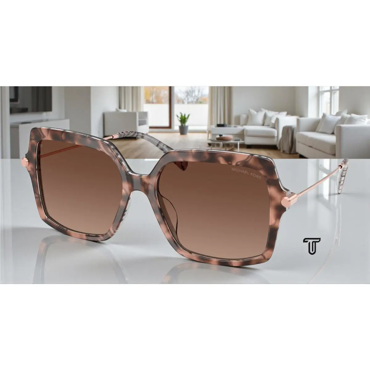 Michael Kors MK2247U 4017T5 Quogue Pink Tortoise Polarized 57 Women`s Sunglasses - Frame: Pink Tortoise, Lens: Brown Gradient Polar