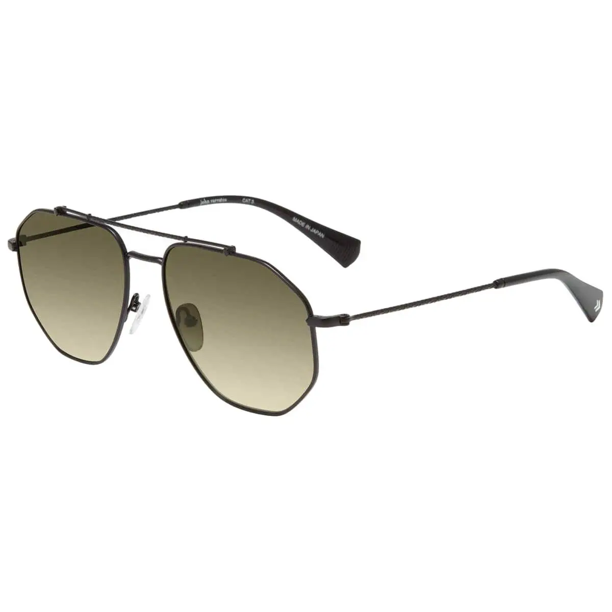 Bowery Men`s Titanium Geometric Aviator Sunglasses - JV570 - Japan Black/Green Gradient (0BLA) by John Varvatos