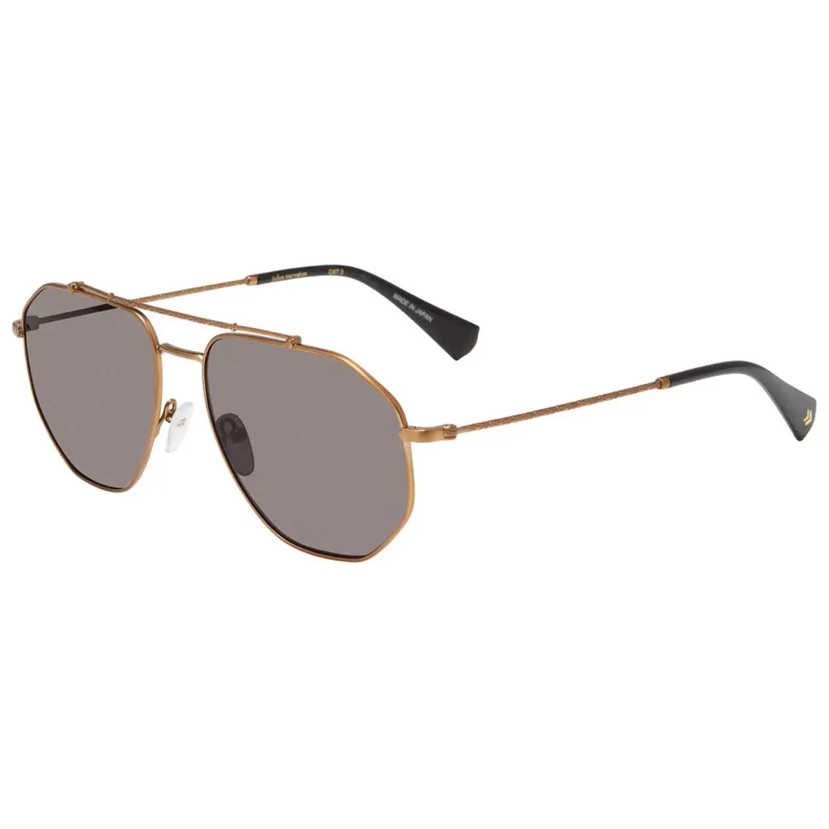 Bowery Men`s Titanium Geometric Aviator Sunglasses - JV570 - Japan Brass/Solid Grey (P0AV) by John Varvatos