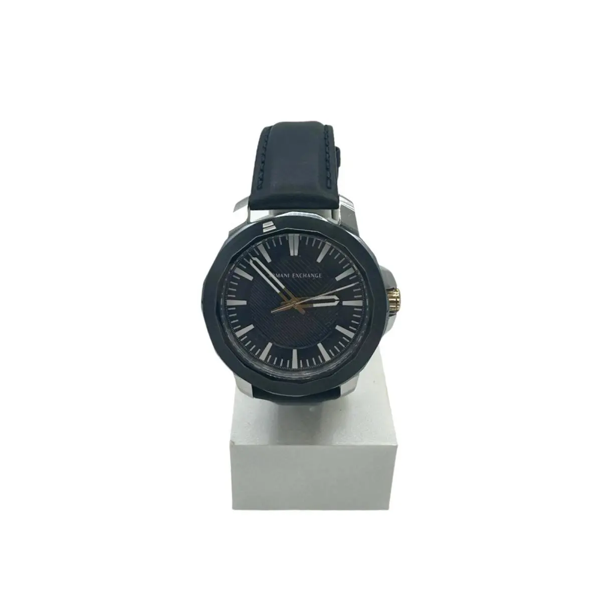 Armani Exchange Men`s Watch Blue Dial Blue Leather Strap - AX1905