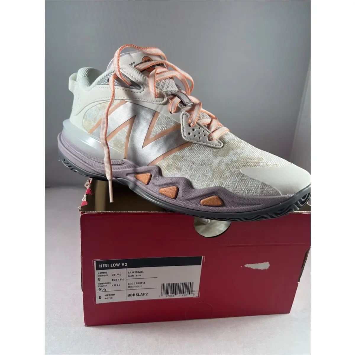 New Balance Hesi Low V2 Tan Camo Purp Orang Mens 8 Wmns 9.5 Basketball Shoes