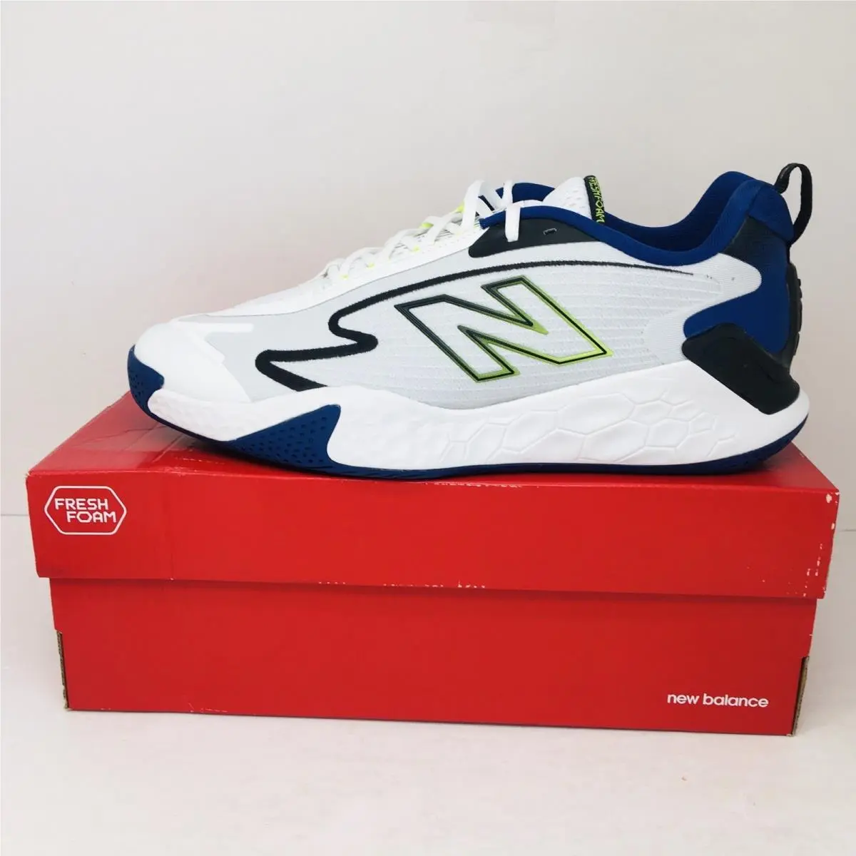 New Balance shoes - New Balance Fresh Foam - Fresh Foam - MCHRALW1 - White / Royal Blue / Black / Neon Green Accents 4
