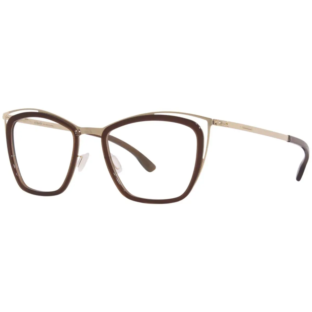 Ic Berlin Louisa Eyeglasses Women`s Rose Gold/mahogany Full Rim Cat Eye 47mm - Frame: Gold