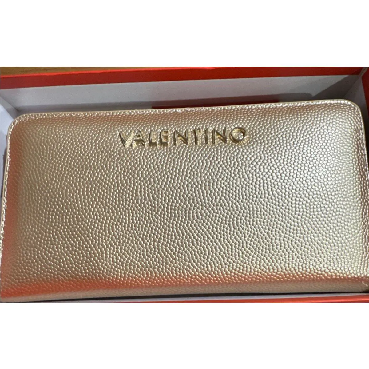 Mario Valentino Divina Oro Gold Zip Around Wallet Black
