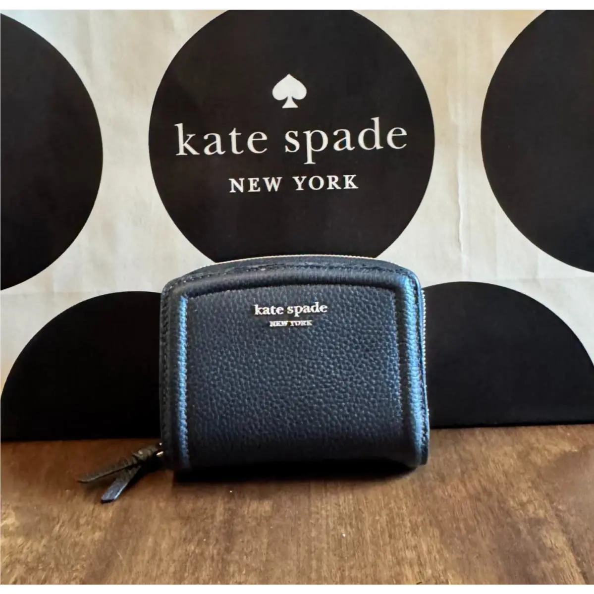 Kate Spade New York Knott Small Compact Leather Zip Around Wallet - Black