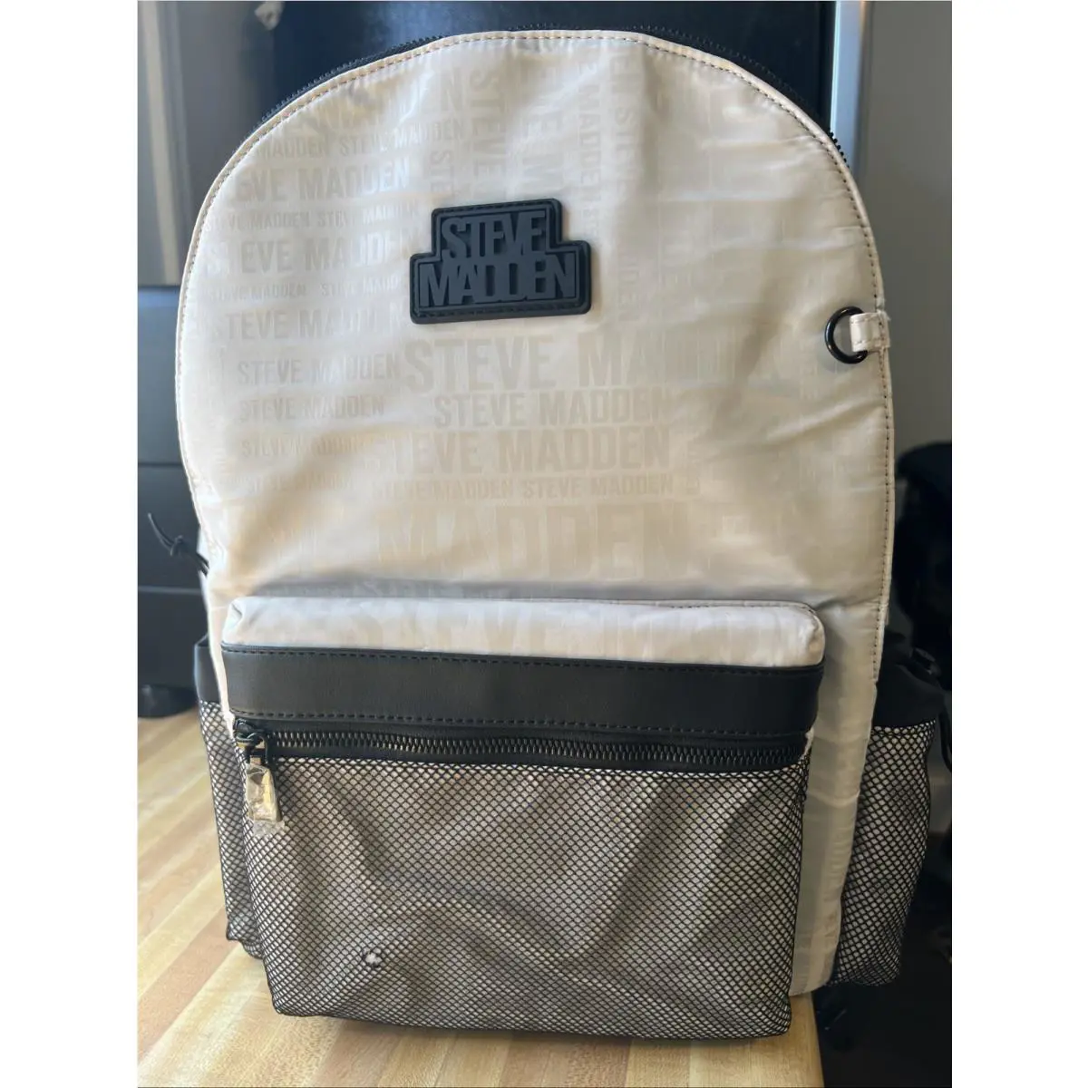 Steve Madden All Over Logo Print Backpack W Travel Pillow. 2 Pc Set
