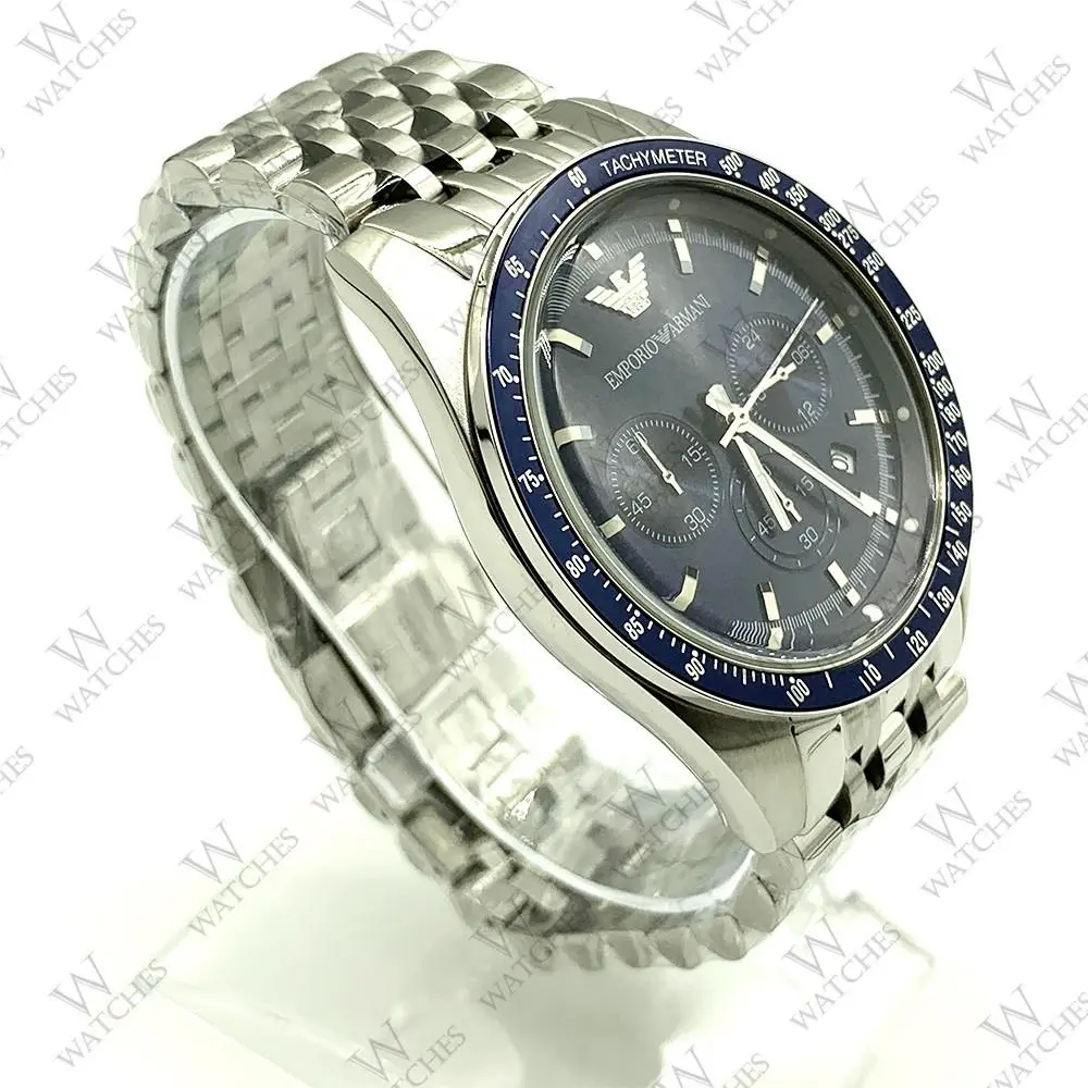 Emporio Armani AR6072 46mm Case Sportivo Blue Dial Chrono Men`s Watch