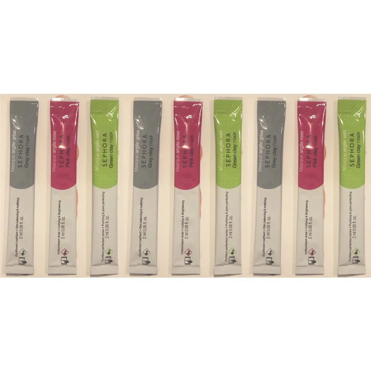 3X Sephora Grey Clay Mask Pink Clay Mask Green Clay Mask Sample Set
