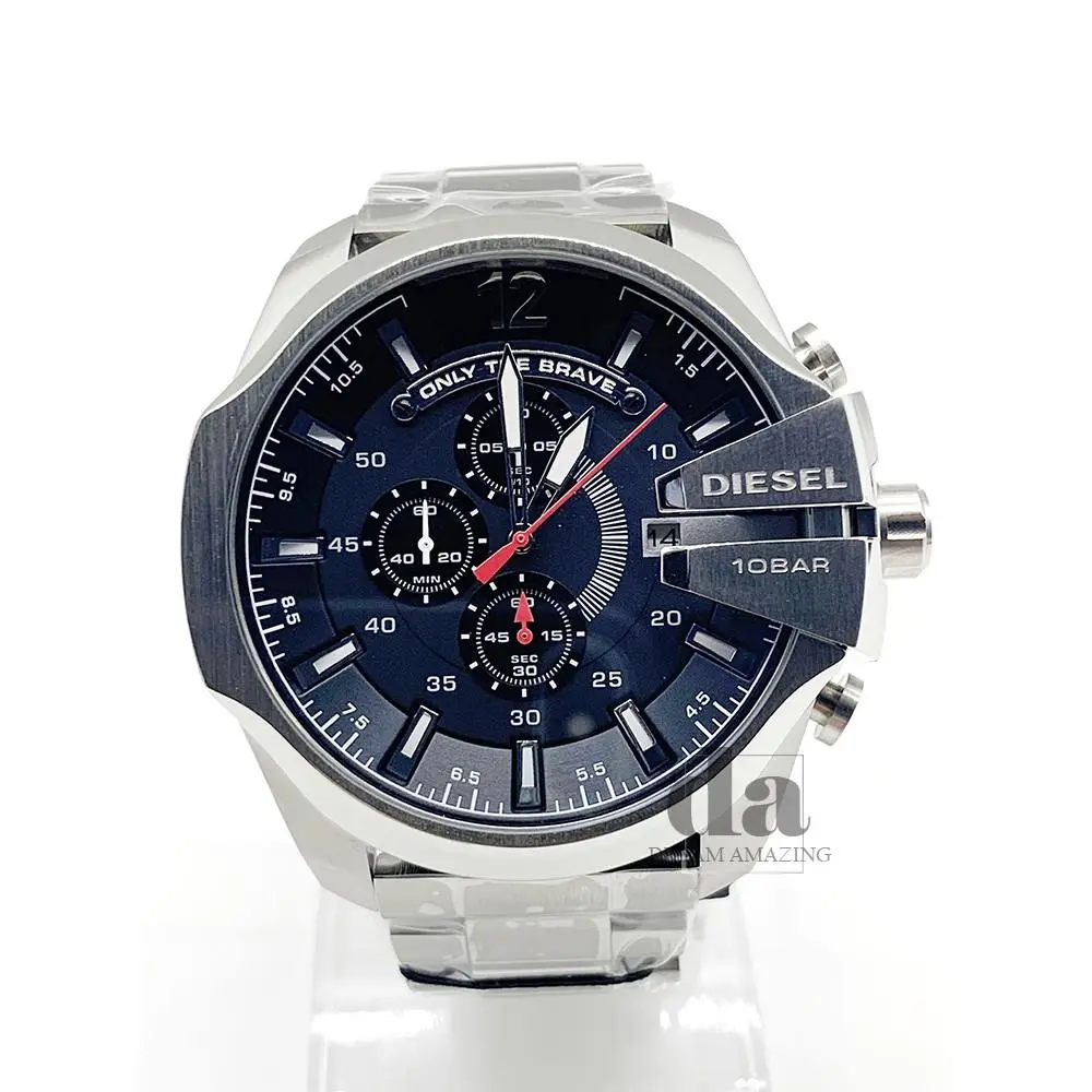 Diesel DZ4308 Mega Chief Black Dial Stainless Steel Chrono Band Men`s Watch