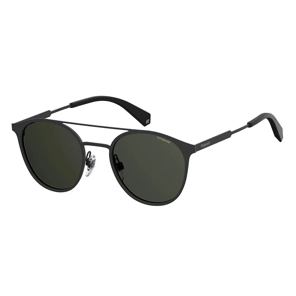 Polaroid Pld 2052/S 807_M9 Black Metal Round Sunglasses Grey Polarized Lens - Frame: Black, Lens: Gray