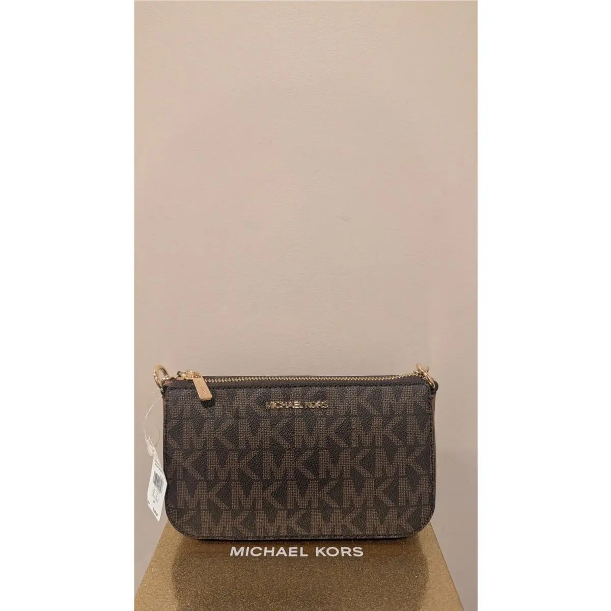 Kors Jet Set Small Gold Chain Pouchette with Gold Gift Box