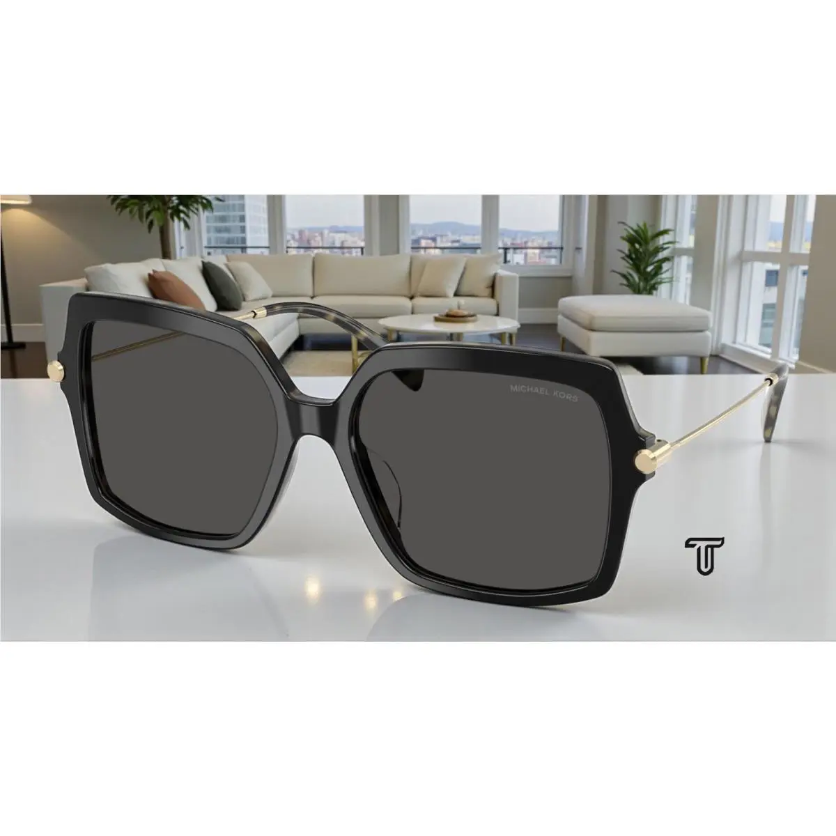 Michael Kors MK2247U 395087 Quogue Black Amber Torto Grey 57 Women`s Sunglasses - Frame: Black Amber Tortoise, Lens: Dark Grey Solid