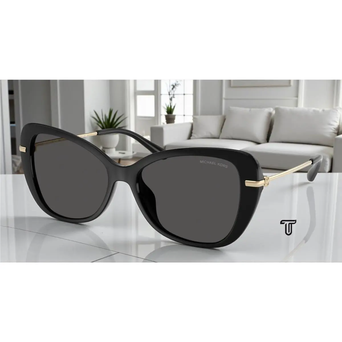 Michael Kors MK2230U 300587 Saint Croix Black Grey Solid 56 m Women`s Sunglasses - Frame: Black, Lens: Dark Grey Solid
