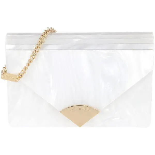 Michael Kors White Gold Envelope Clutch Bag