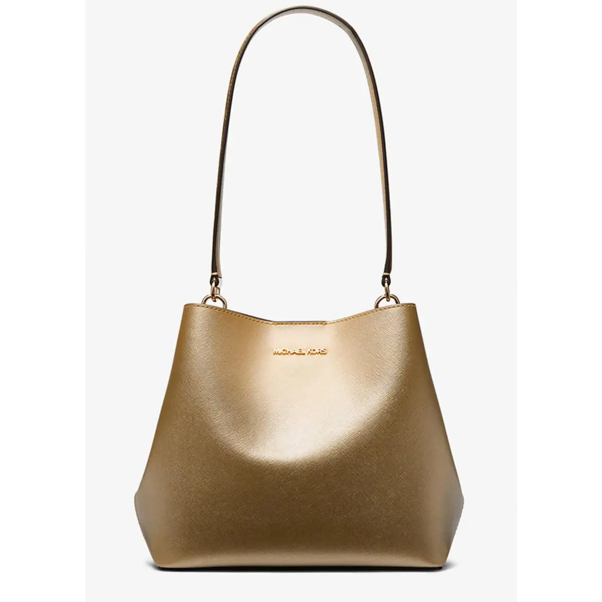 Michael Kors Pratt Medium Metallic Shoulder Bag Gold