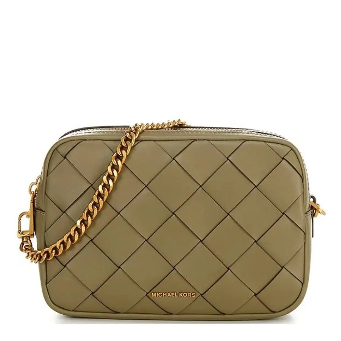 Michael Kors Bryant Woven Medium Double Zip Chain Crossbody Bag Retail