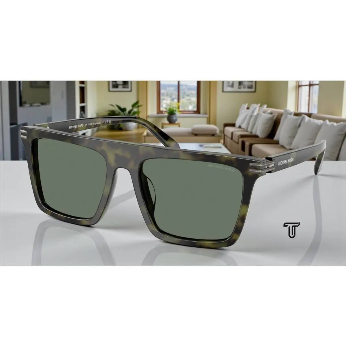 Michael Kors MK2249U 37053H Edgewater Olive Tortoise Green 55 m Men`s Sunglasses