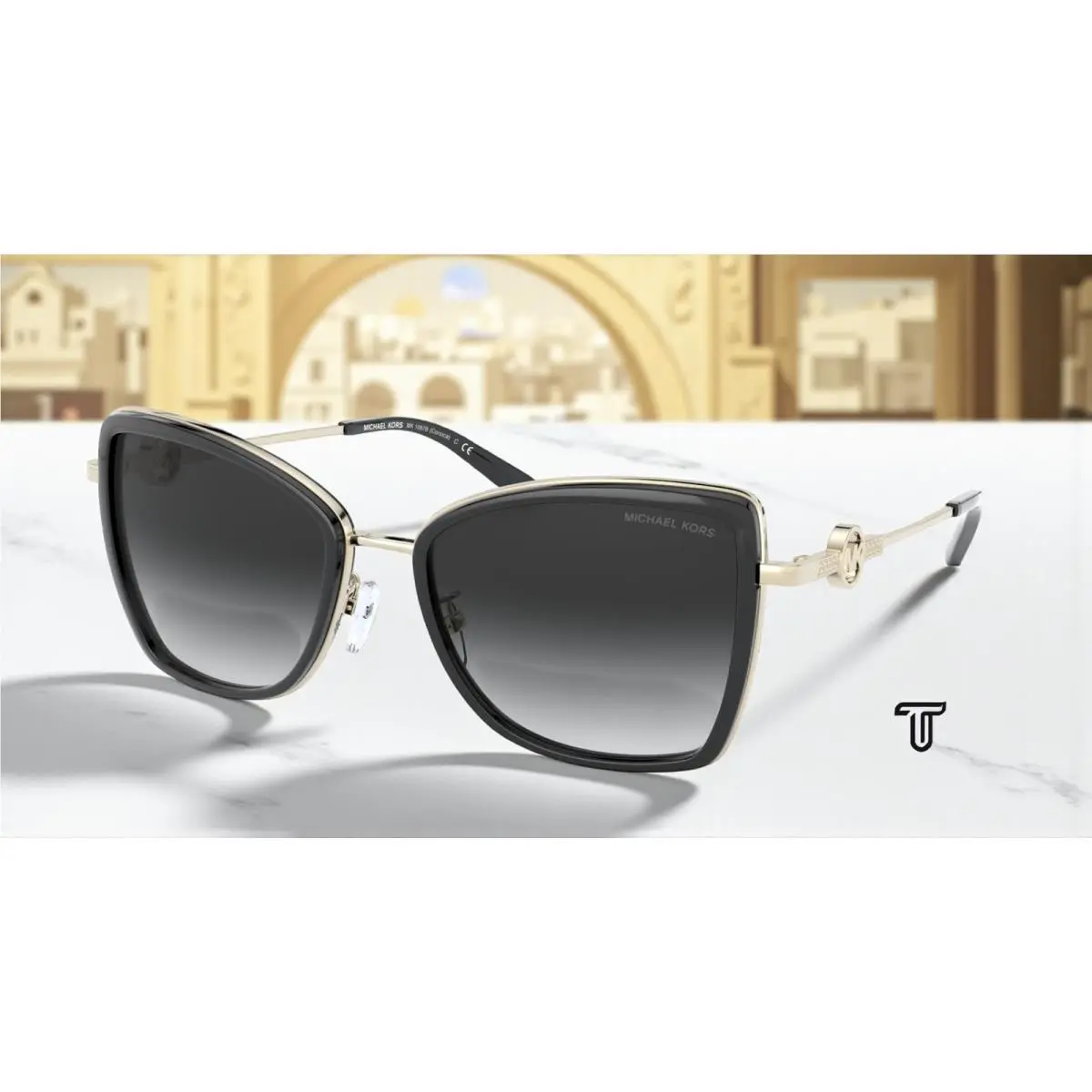 Michael Kors MK1067B 10148G Butterfly Gold Black Grey Grad 55 Women`s Sunglasses