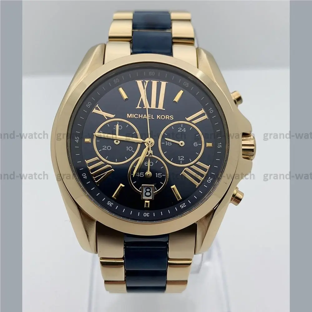 Michael Kors MK6268 Bradshaw Gold Blue Dial Chronograph 43mm Case Men`s Watch