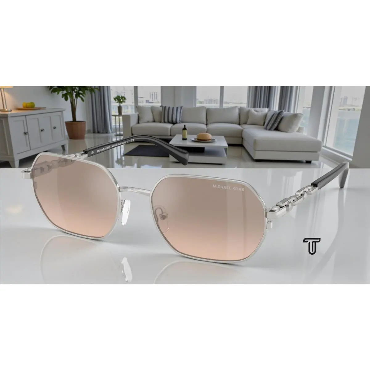 Michael Kors MK1165 18933D Saint Martin Silver Khaki Grad 57 m Unisex Sunglasses - Frame: Silver Shiny, Lens: Khaki Silver Gradient