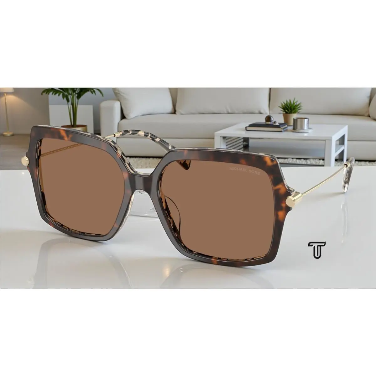 Michael Kors MK2247U 395173 Quogue Cream Tortoise Brown 57 mm Women`s Sunglasses - Frame: Dark Cream Tortoise, Lens: Brown Solid