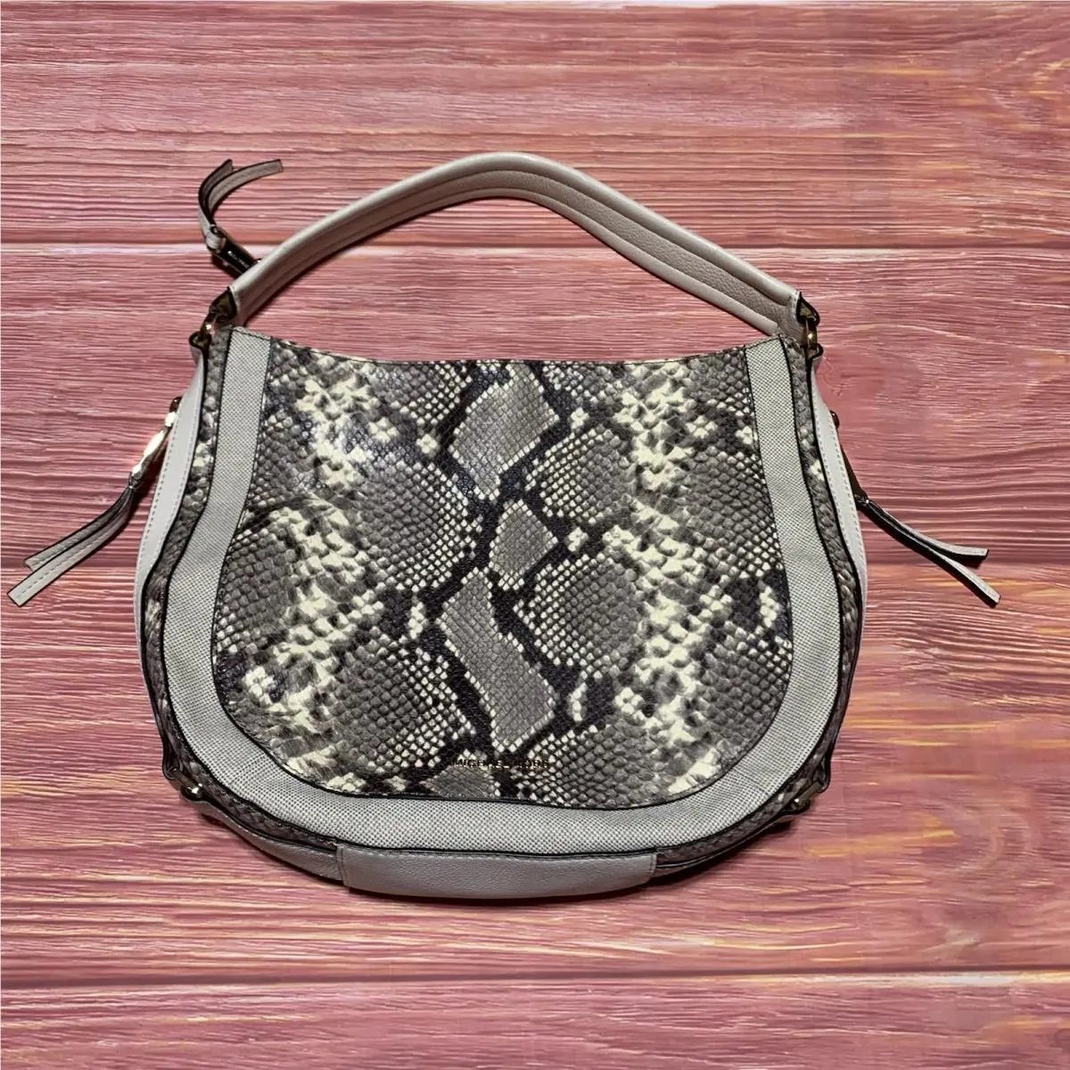 Nwt-  Julia Convertible Tote-ecru Python Snake Embossed Leather Bag by Michael Kors