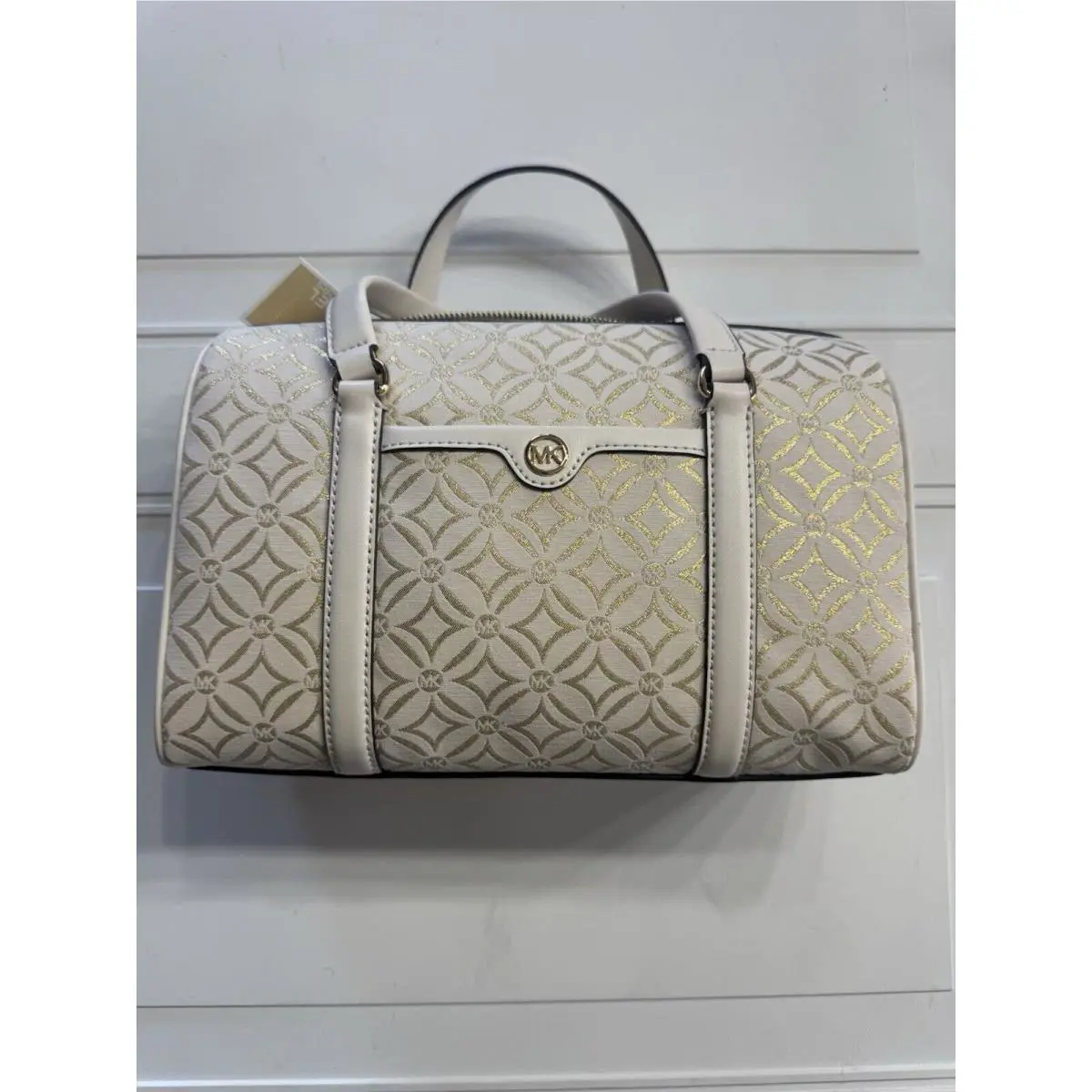 Michael Kors Travel Medium Duffle Satchel Shoulder Bag Purse Pale