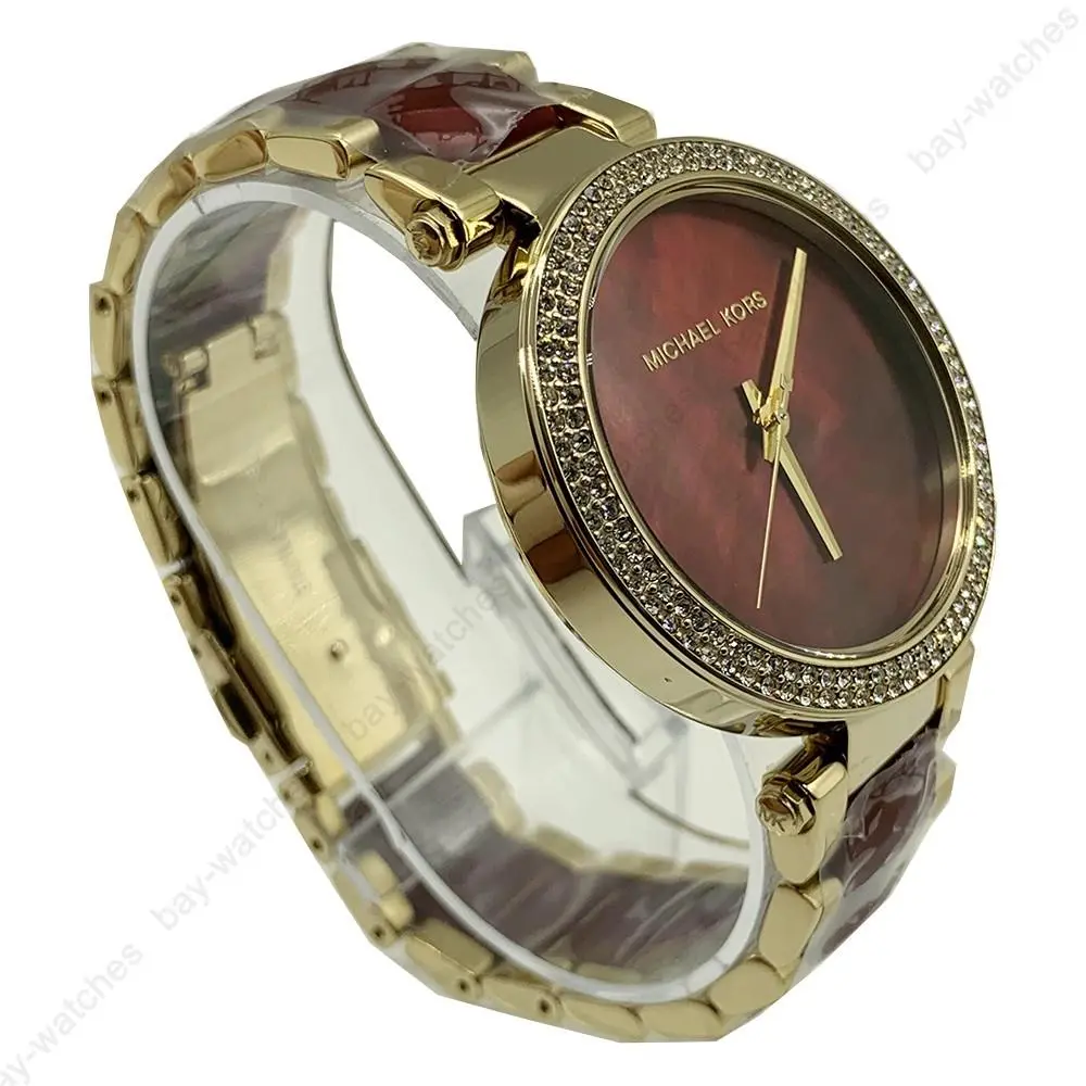 Michael Kors MK6427 Parker Red Dial Two Tone Bracelet Fashion Women`s Watch