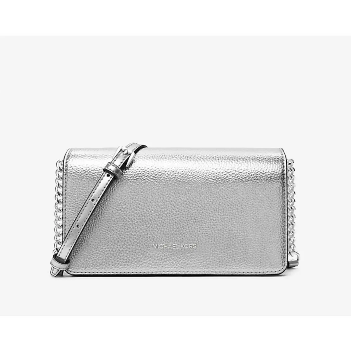 Michael Kors Medium Metallic Crossbody Bag Silver