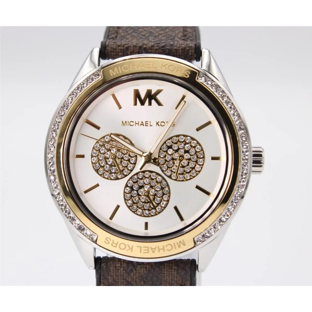 Michael Kors 40MM MK7205 Ladies Watch Jessa White Dial Brown Strap