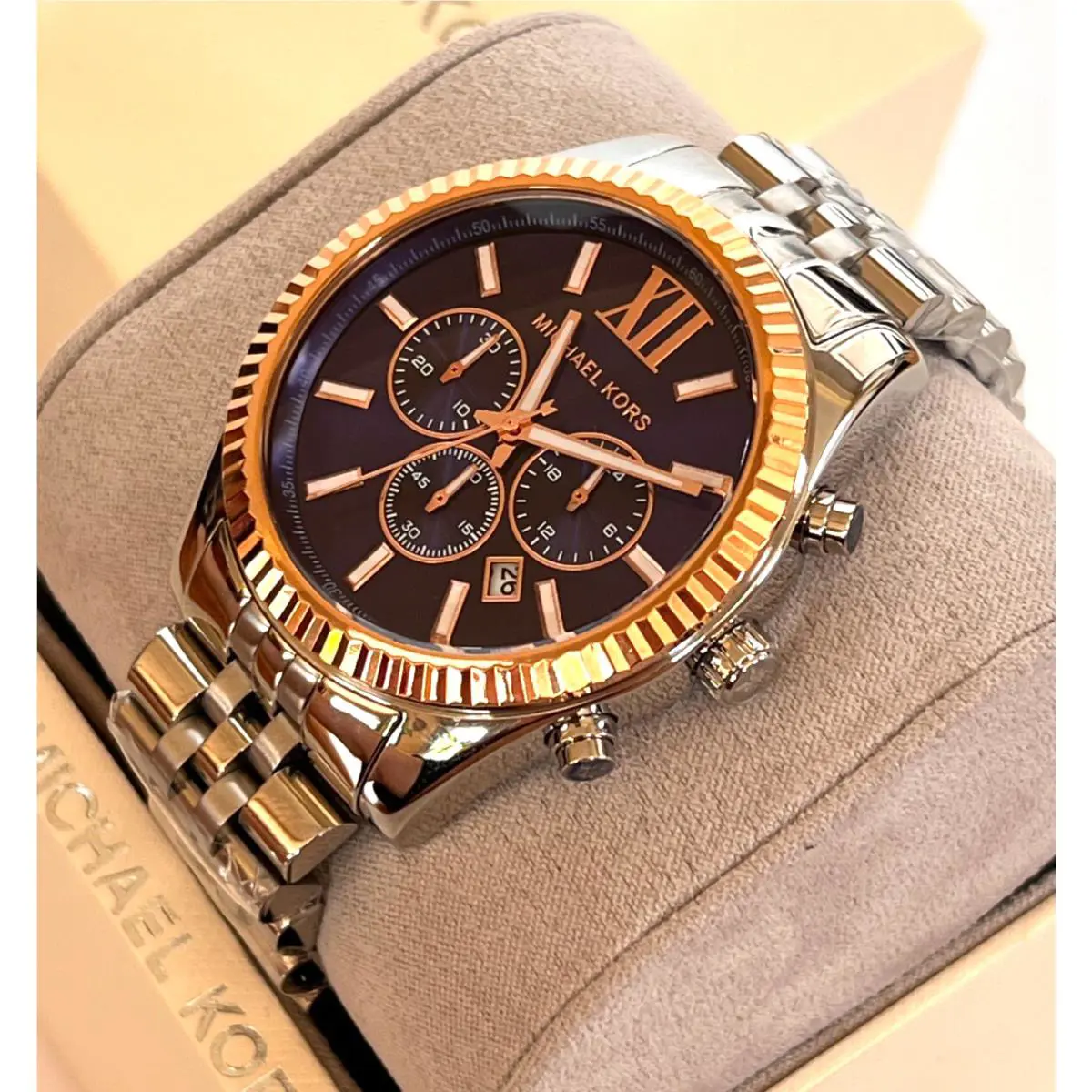 Michael Kors MK8689 Lexington Chronograph Blue Dial Mens Watch Giftbox