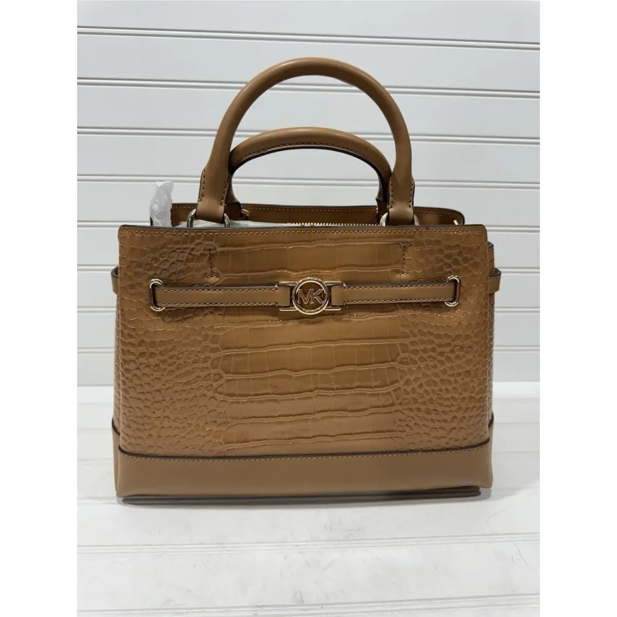 Michael Kors Large Reed Satchel Embossed Croc Leather Purse Crossbody
