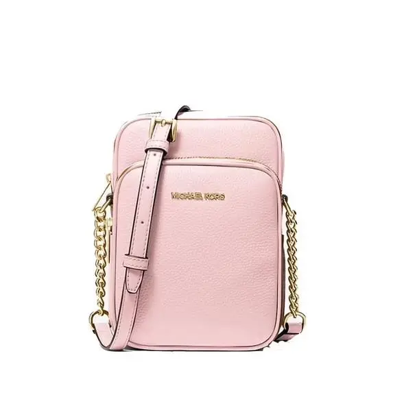 Michael Kors Jet Set Travel Medium Pebbled Leather Crossbody Bag Powder Blush