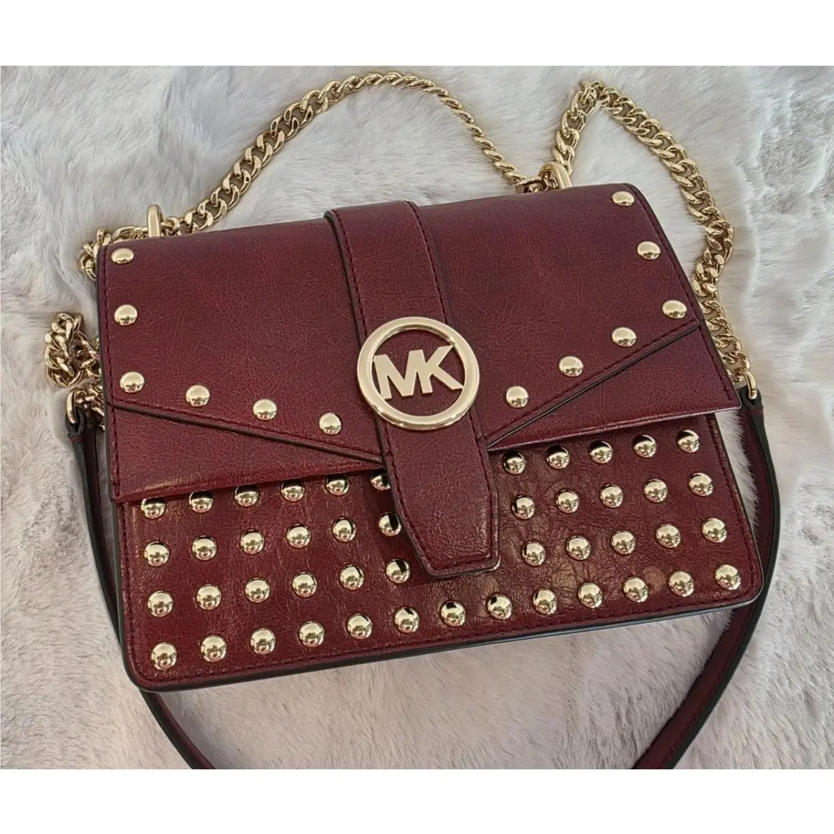 Michael Kors Greenwich Small Studded Distressed Crossbody Bag
