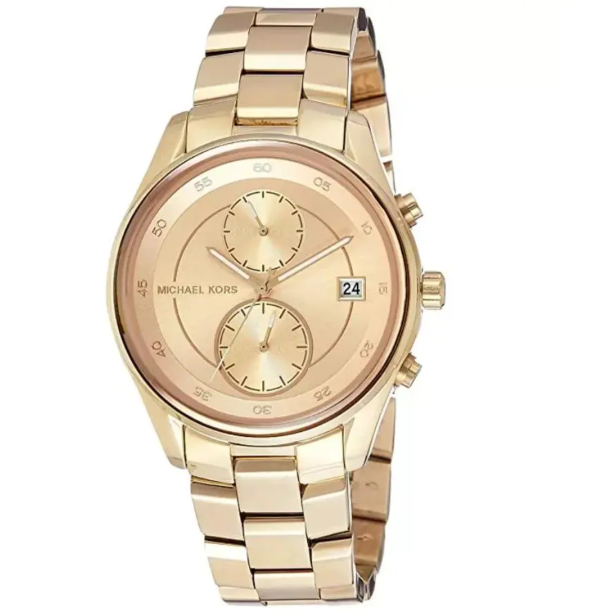 Michael Kors Women`s Briar Yellow Gold Multifunction Watch Gold Dial 40mm MK6464