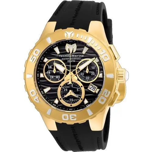 Technomarine Men`s Cruise Black Dial Watch - TM-115076 - Dial: Black, Band: Black, Bezel: Black