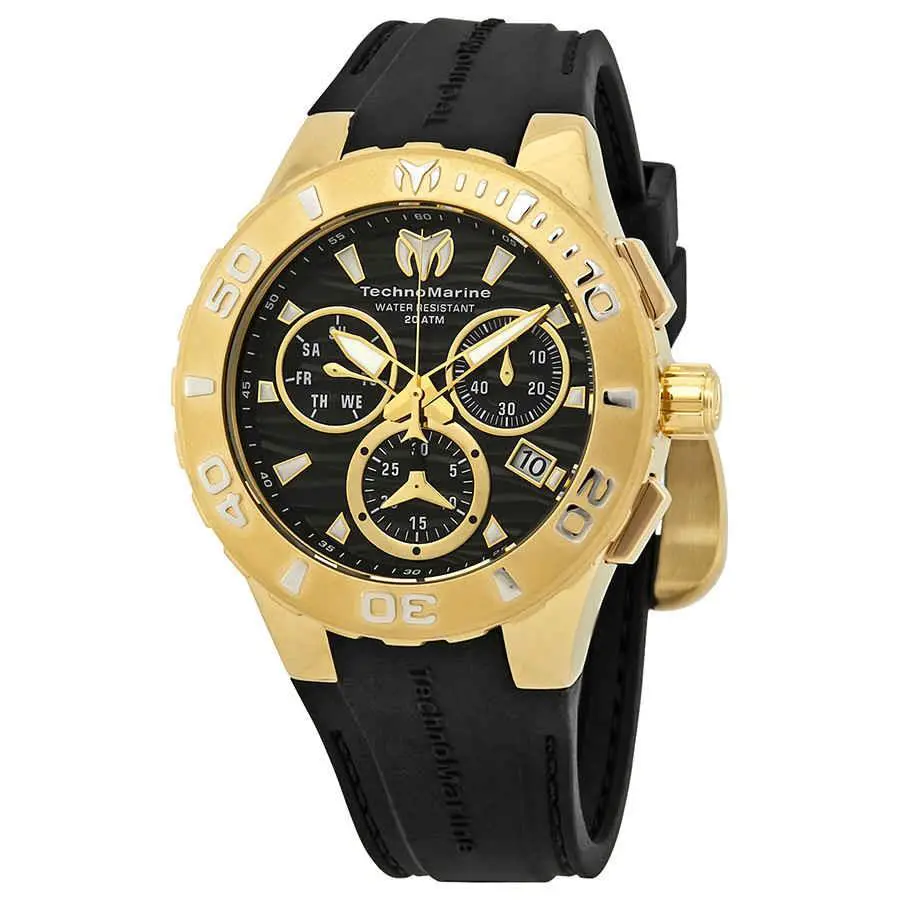 Technomarine TM-115076 Men`s Cruise Watch - Black/gold - Dial: Black, Band: Black, Bezel: Black