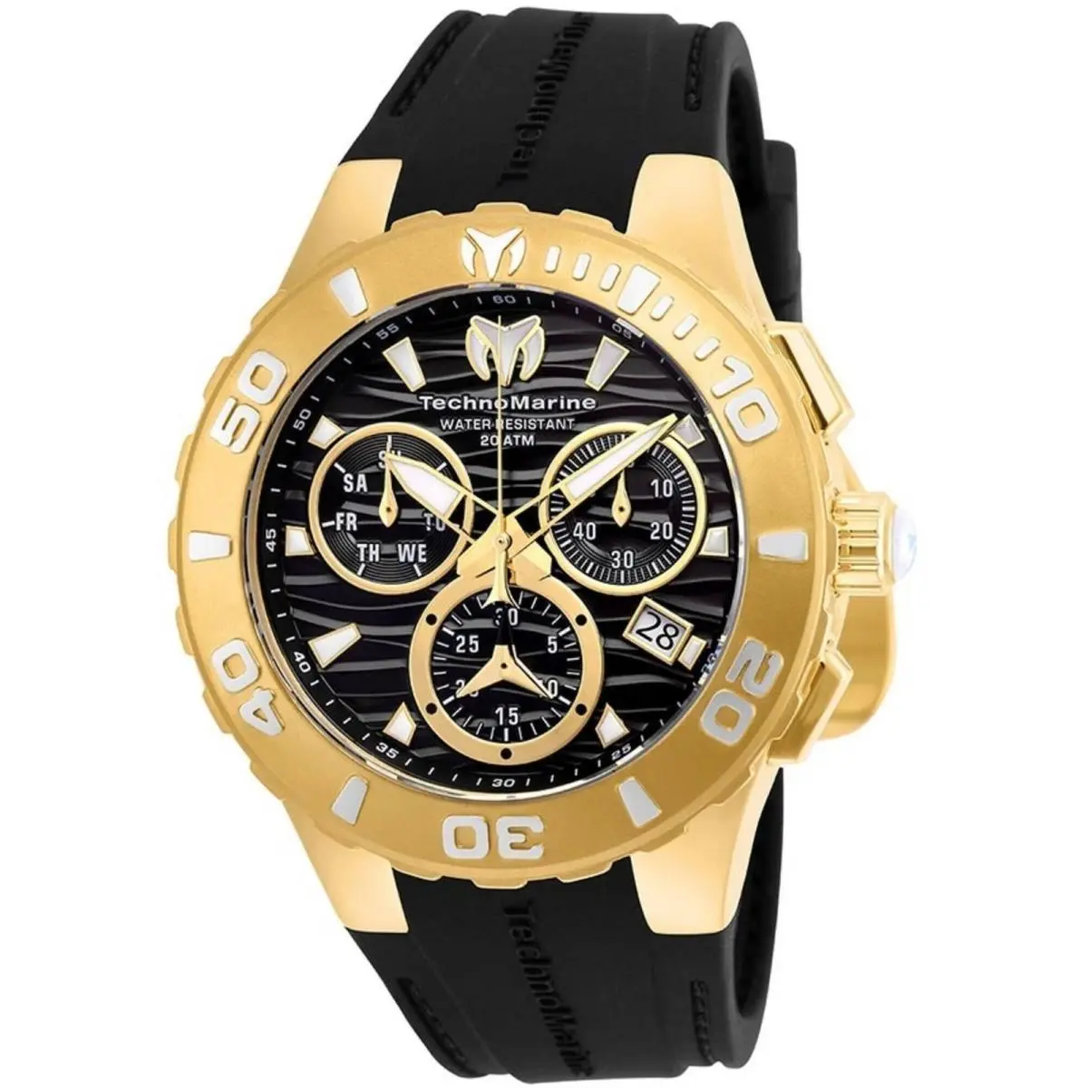 Technomarine Men`s Watch Cruise Medusa Quartz Black Dial Strap TM-115076 - Dial: Black, Band: Black, Bezel: Black